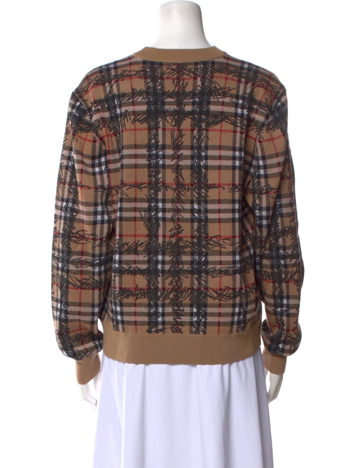 Burberry Merino Wool Plaid Print Sweater